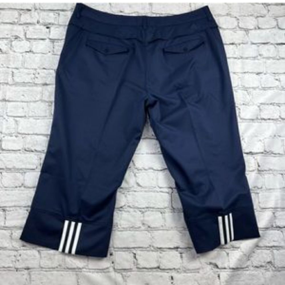 Adidas Navy Blue Three-Stripe Capris